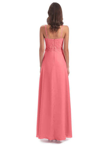 Grace Column Spaghetti Straps Lace Bridesmaid Dresses