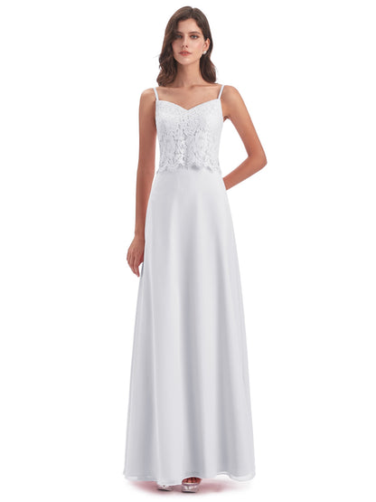 Grace Column Spaghetti Straps Lace Bridesmaid Dresses