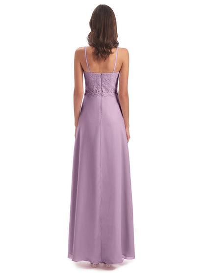 Grace Column Spaghetti Straps Lace Bridesmaid Dresses