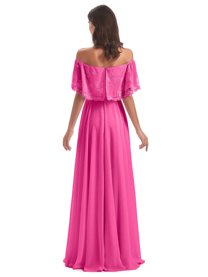 Hannah Floor Length Off The Shoulder Lace Bridesmaid Dresses