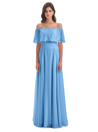 Hannah Floor Length Off The Shoulder Lace Bridesmaid Dresses