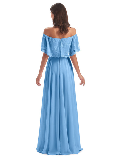 Hannah Floor Length Off The Shoulder Lace Bridesmaid Dresses