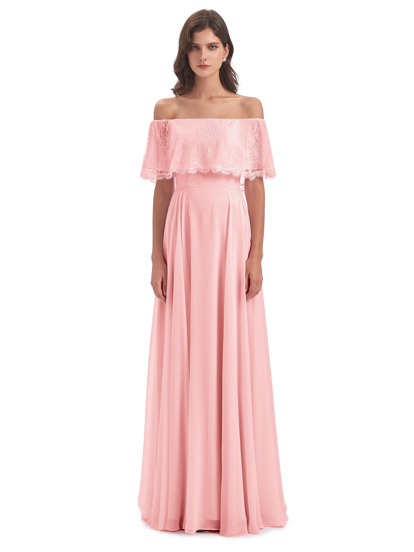 Hannah Floor Length Off The Shoulder Lace Bridesmaid Dresses