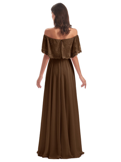 Hannah Floor Length Off The Shoulder Lace Bridesmaid Dresses