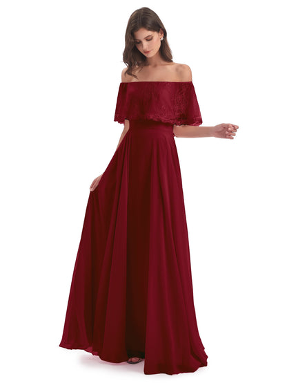Hannah Floor Length Off The Shoulder Lace Bridesmaid Dresses