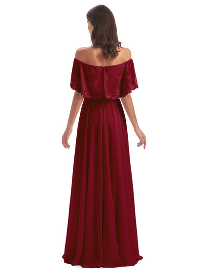Hannah Floor Length Off The Shoulder Lace Bridesmaid Dresses