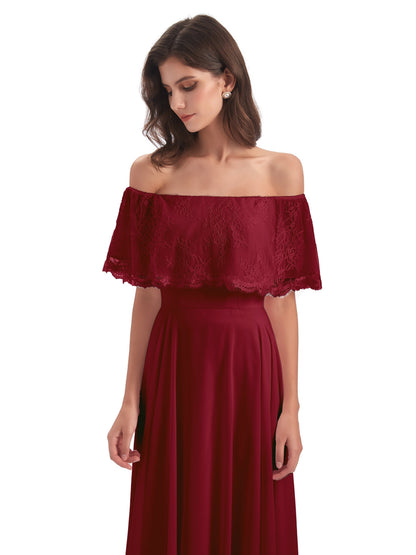 Hannah Floor Length Off The Shoulder Lace Bridesmaid Dresses