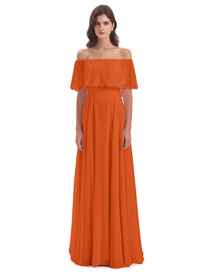 Hannah Floor Length Off The Shoulder Lace Bridesmaid Dresses