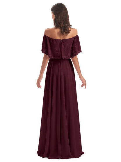 Hannah Floor Length Off The Shoulder Lace Bridesmaid Dresses