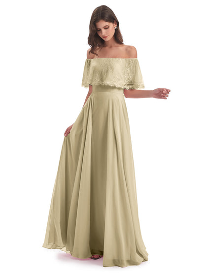 Hannah Floor Length Off The Shoulder Lace Bridesmaid Dresses