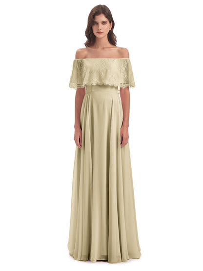 Hannah Floor Length Off The Shoulder Lace Bridesmaid Dresses