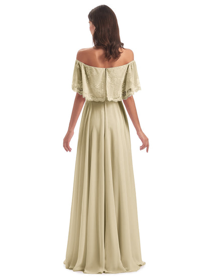 Hannah Floor Length Off The Shoulder Lace Bridesmaid Dresses
