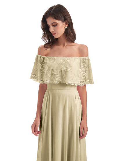 Hannah Floor Length Off The Shoulder Lace Bridesmaid Dresses