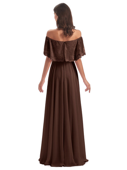 Hannah Floor Length Off The Shoulder Lace Bridesmaid Dresses