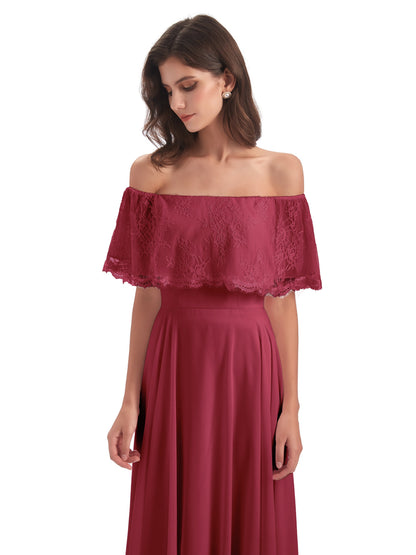 Hannah Floor Length Off The Shoulder Lace Bridesmaid Dresses