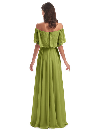 Hannah Floor Length Off The Shoulder Lace Bridesmaid Dresses