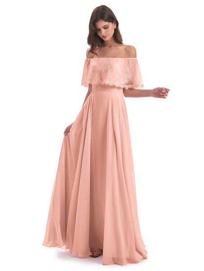 Hannah Floor Length Off The Shoulder Lace Bridesmaid Dresses
