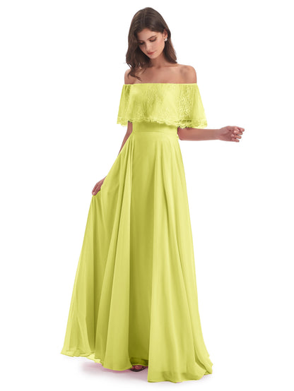 Hannah Floor Length Off The Shoulder Lace Bridesmaid Dresses