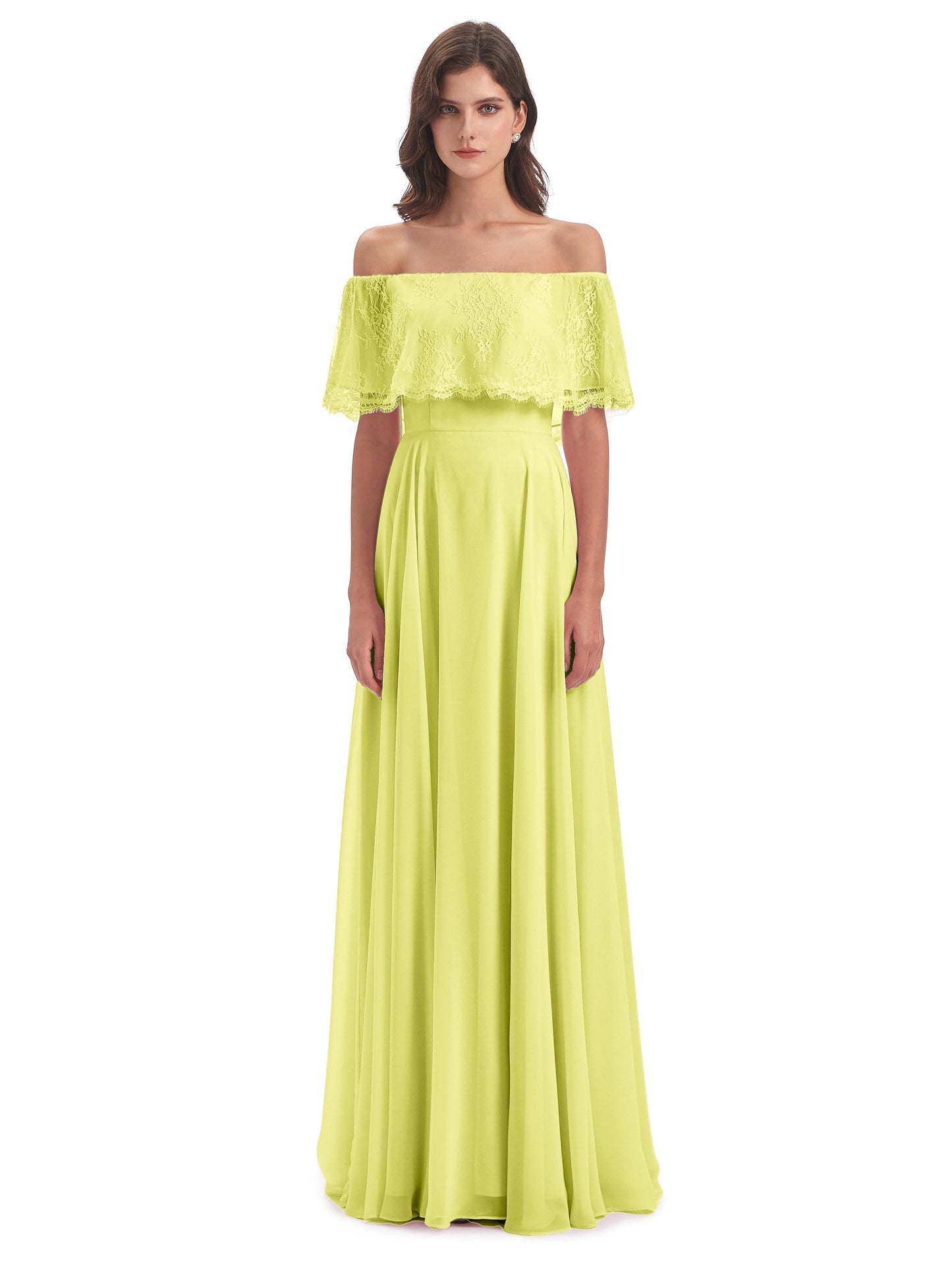 Hannah Floor Length Off The Shoulder Lace Bridesmaid Dresses