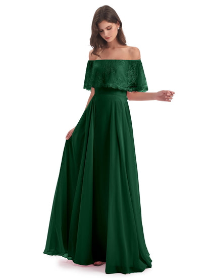 Hannah Floor Length Off The Shoulder Lace Bridesmaid Dresses