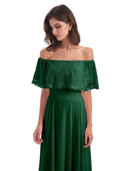 Hannah Floor Length Off The Shoulder Lace Bridesmaid Dresses