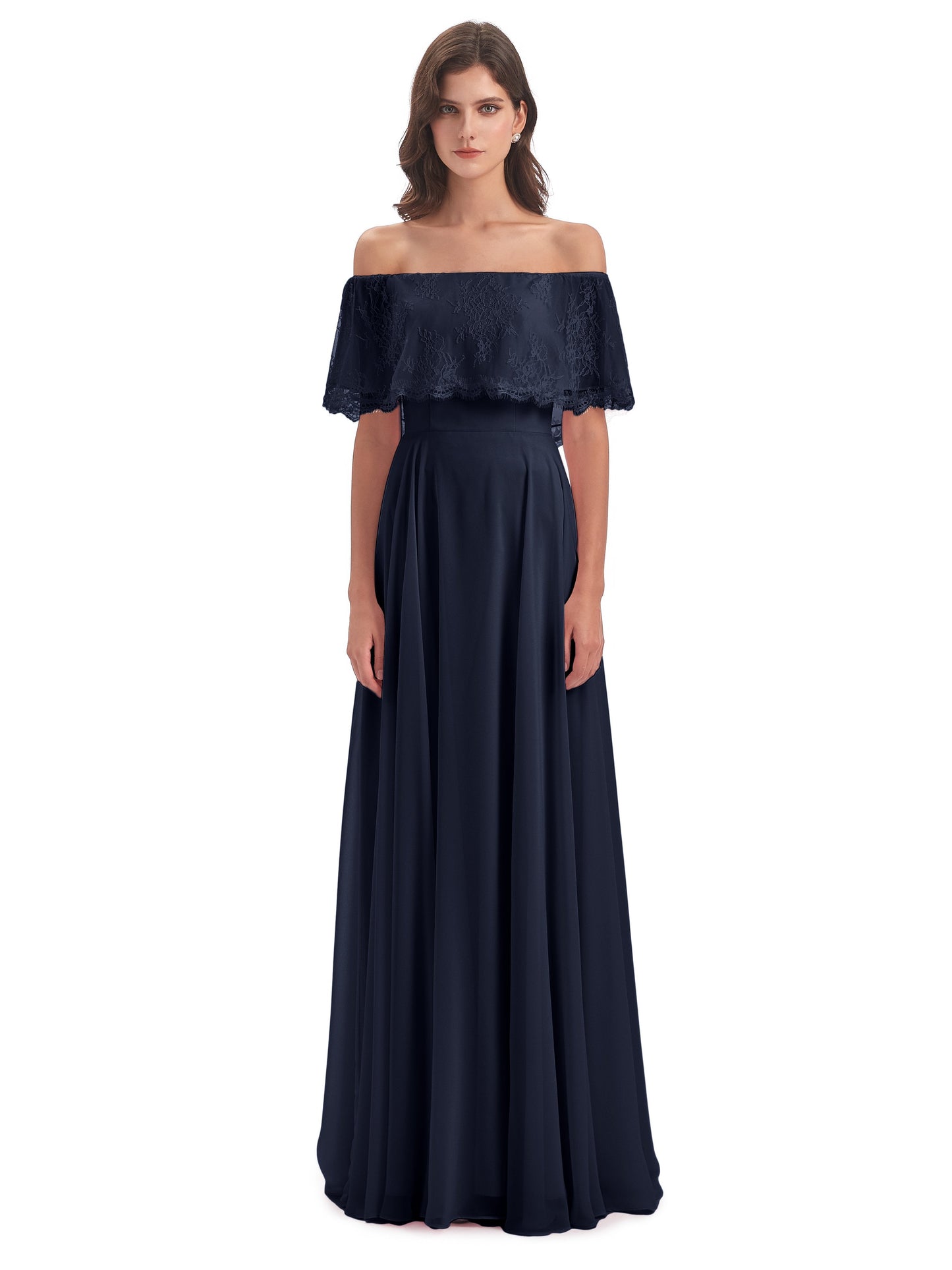 Hannah Floor Length Off The Shoulder Lace Bridesmaid Dresses