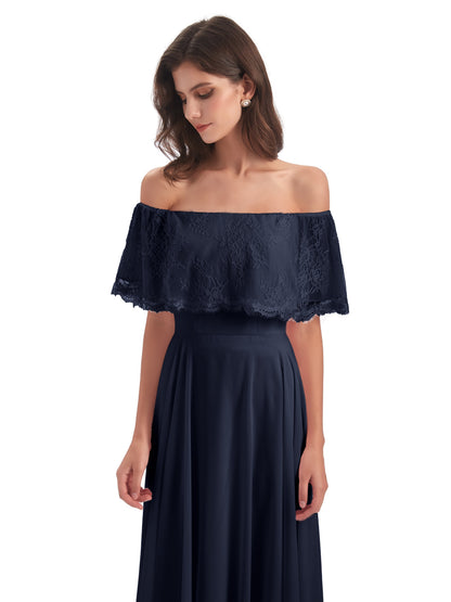 Hannah Floor Length Off The Shoulder Lace Bridesmaid Dresses
