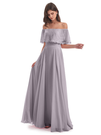 Hannah Floor Length Off The Shoulder Lace Bridesmaid Dresses