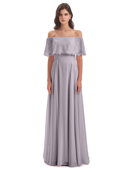 Hannah Floor Length Off The Shoulder Lace Bridesmaid Dresses