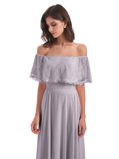 Hannah Floor Length Off The Shoulder Lace Bridesmaid Dresses