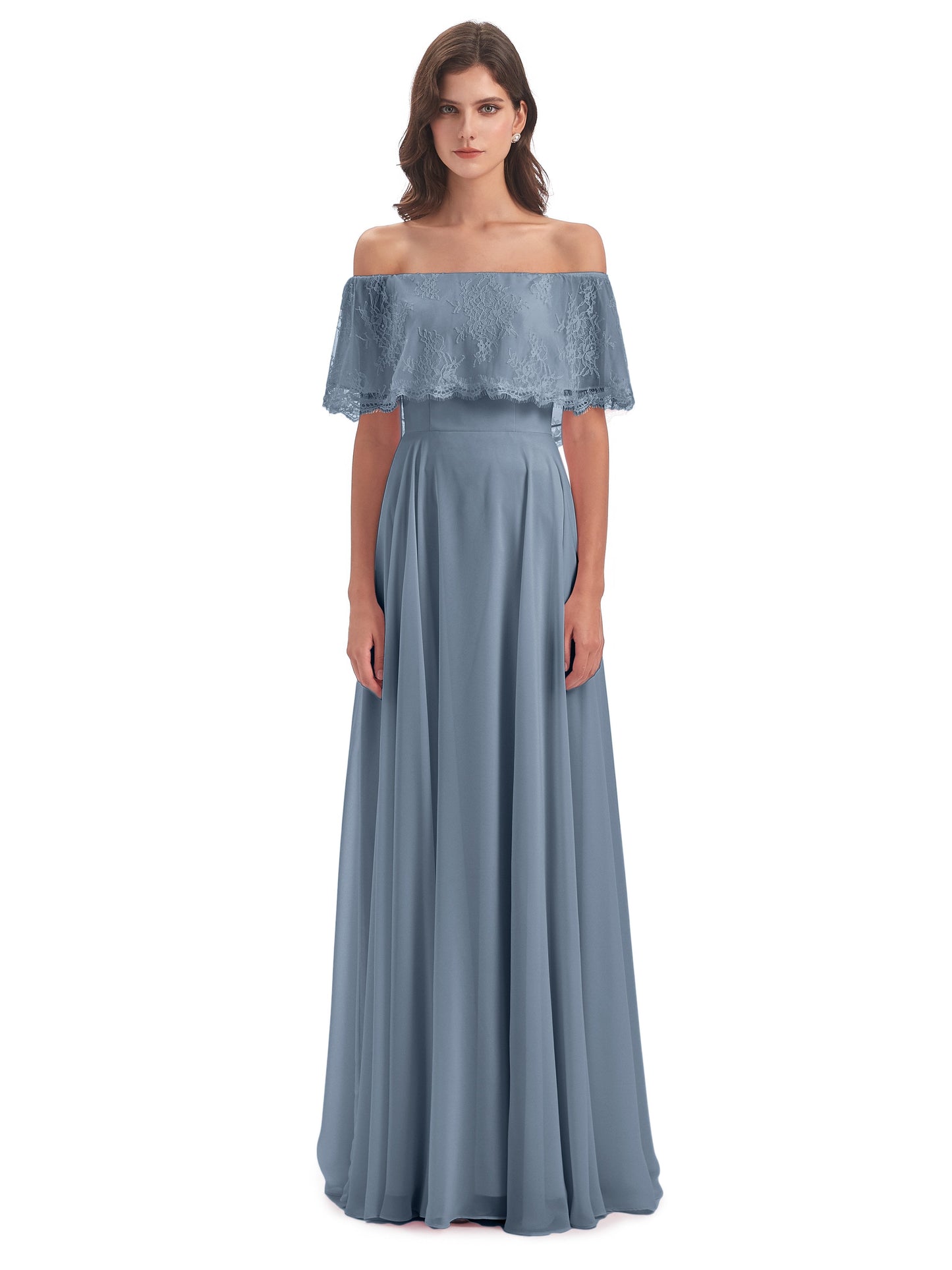 Hannah Floor Length Off The Shoulder Lace Bridesmaid Dresses