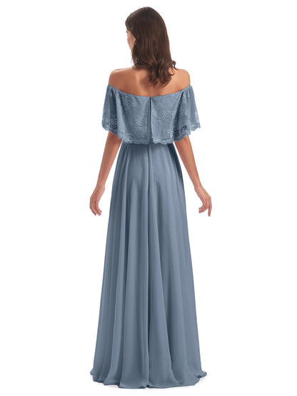 Hannah Floor Length Off The Shoulder Lace Bridesmaid Dresses