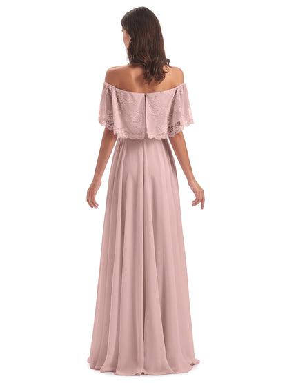 Hannah Floor Length Off The Shoulder Lace Bridesmaid Dresses