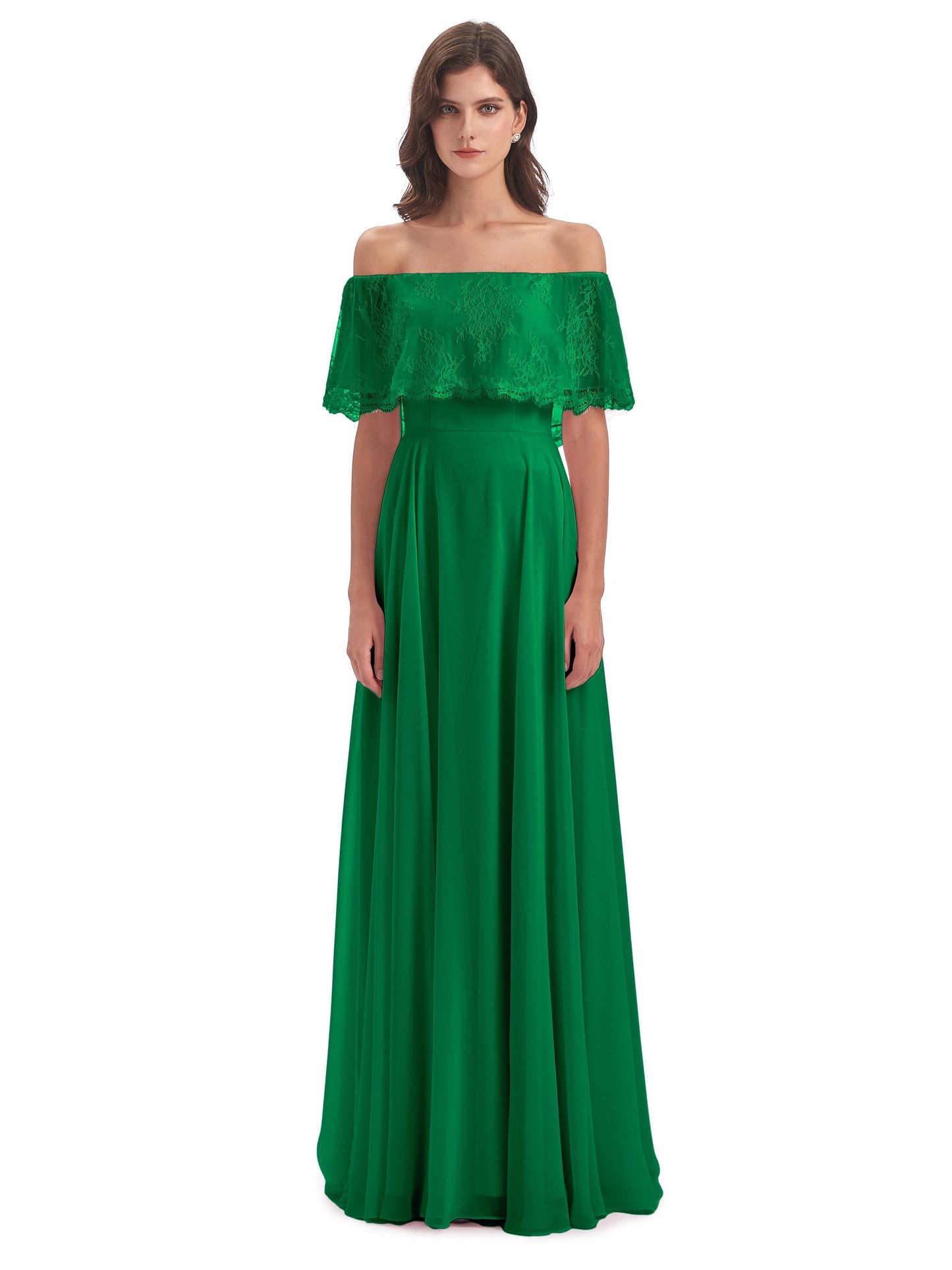 Hannah Floor Length Off The Shoulder Lace Bridesmaid Dresses