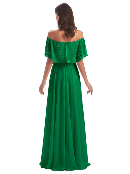Hannah Floor Length Off The Shoulder Lace Bridesmaid Dresses