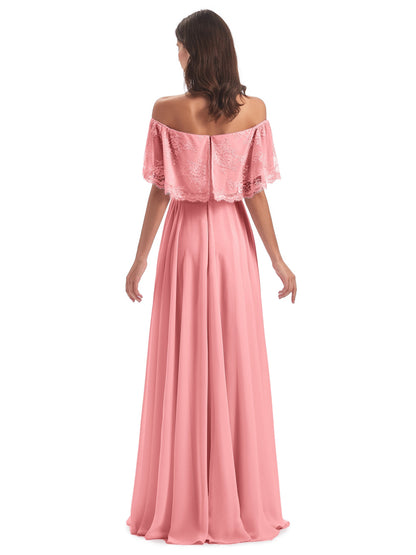 Hannah Floor Length Off The Shoulder Lace Bridesmaid Dresses