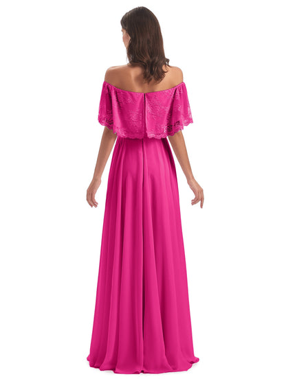 Hannah Floor Length Off The Shoulder Lace Bridesmaid Dresses