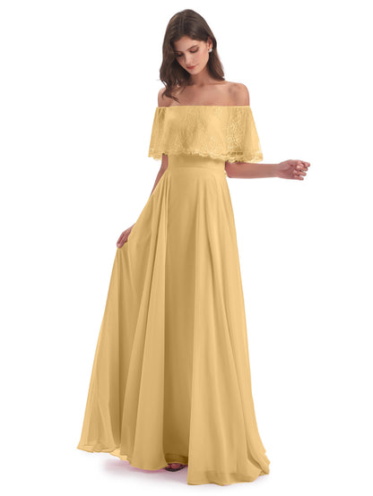 Hannah Floor Length Off The Shoulder Lace Bridesmaid Dresses
