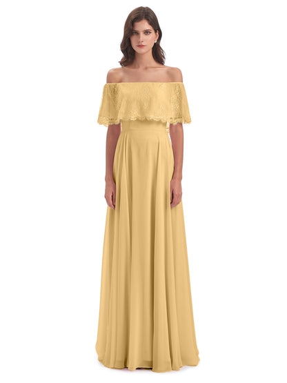 Hannah Floor Length Off The Shoulder Lace Bridesmaid Dresses