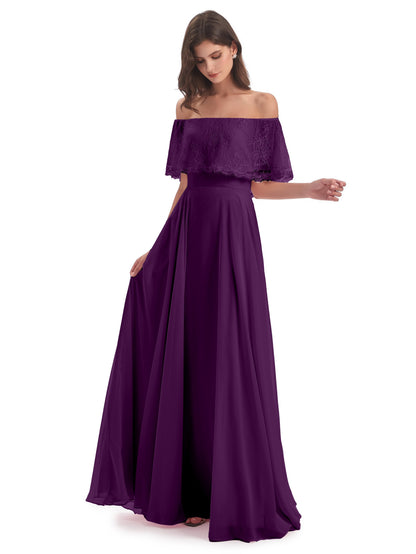 Hannah Floor Length Off The Shoulder Lace Bridesmaid Dresses