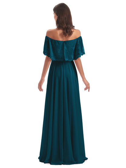 Hannah Floor Length Off The Shoulder Lace Bridesmaid Dresses