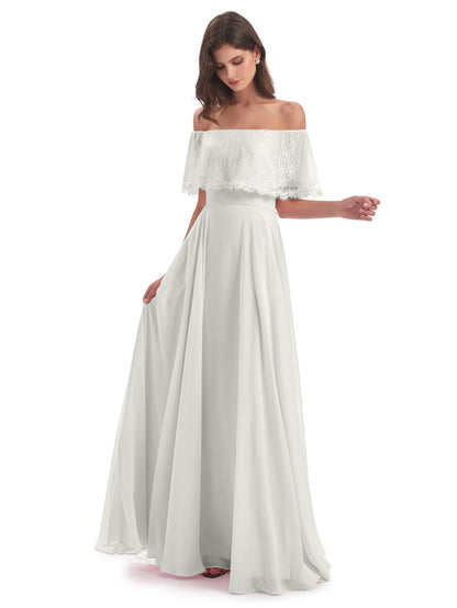 Hannah Floor Length Off The Shoulder Lace Bridesmaid Dresses