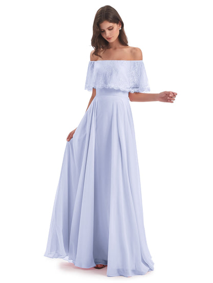 Hannah Floor Length Off The Shoulder Lace Bridesmaid Dresses