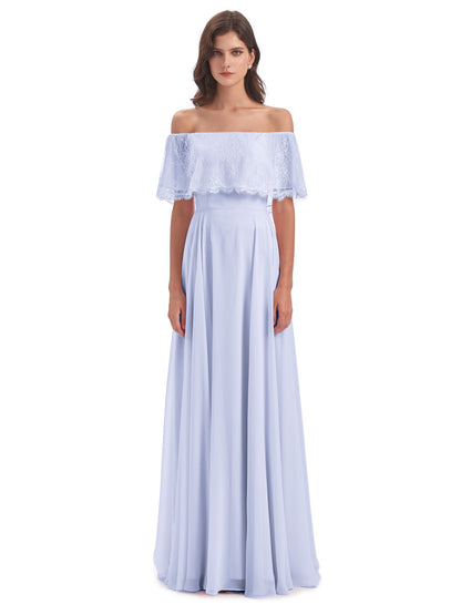 Hannah Floor Length Off The Shoulder Lace Bridesmaid Dresses