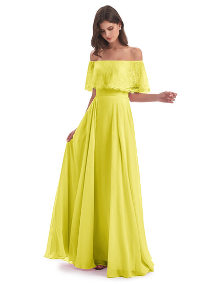 Hannah Floor Length Off The Shoulder Lace Bridesmaid Dresses