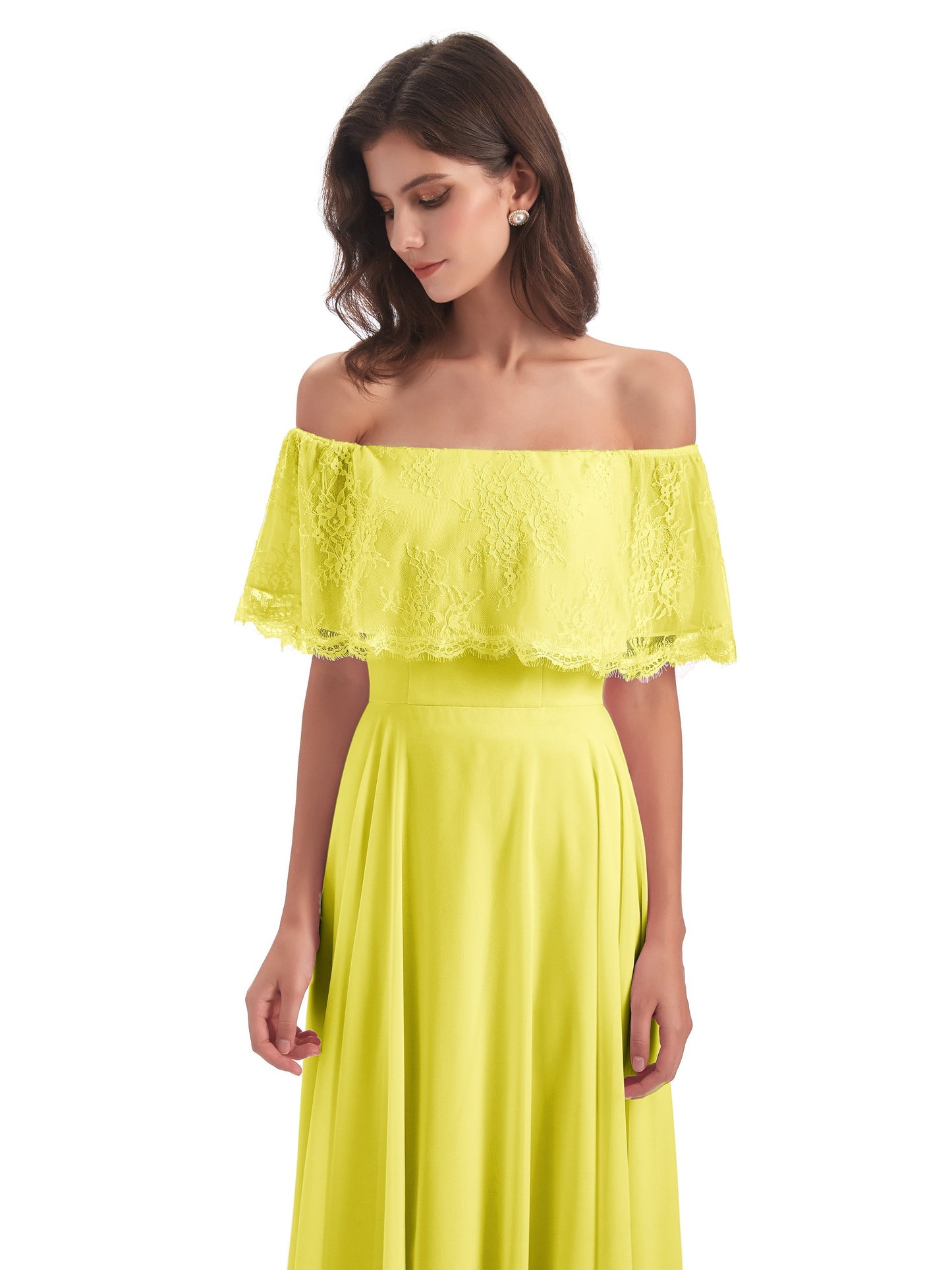 Hannah Floor Length Off The Shoulder Lace Bridesmaid Dresses