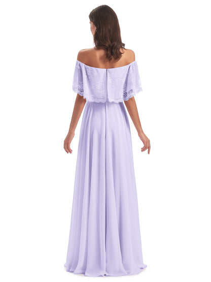 Hannah Floor Length Off The Shoulder Lace Bridesmaid Dresses