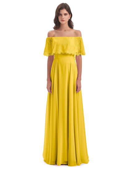 Hannah Floor Length Off The Shoulder Lace Bridesmaid Dresses
