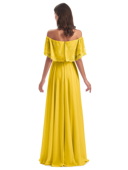 Hannah Floor Length Off The Shoulder Lace Bridesmaid Dresses