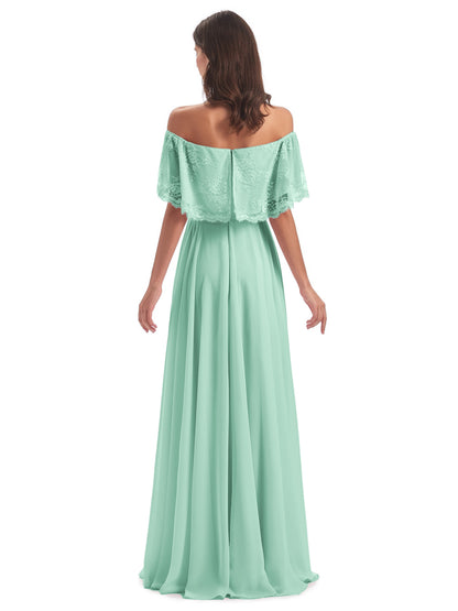 Hannah Floor Length Off The Shoulder Lace Bridesmaid Dresses